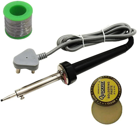 10 watt Bakelite Soldering Iron Kit, Soldering Wire, Soldering Paste, Desolder Wick