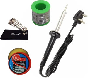 10Watt Bakelite Handle Soldering Iron Flat Tip with Cutter, Stand, Paste, Wire, Wick