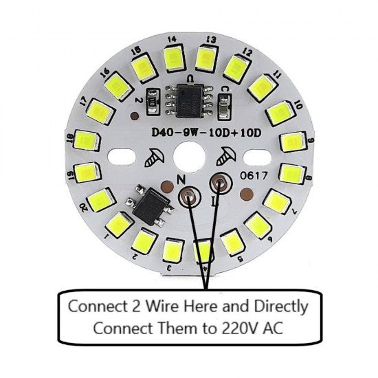 DOB 9Watt 220V AC round led strip 20 LEDs Direct on Board (White) 40mm